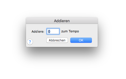 Dialogbox Addieren – Tempo