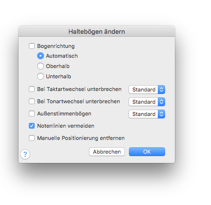 Dialogbox Haltebögen ändern