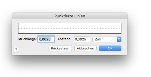 Dialogbox Punktierte Linien