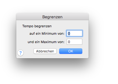 Dialogbox Begrenzen – Tempo