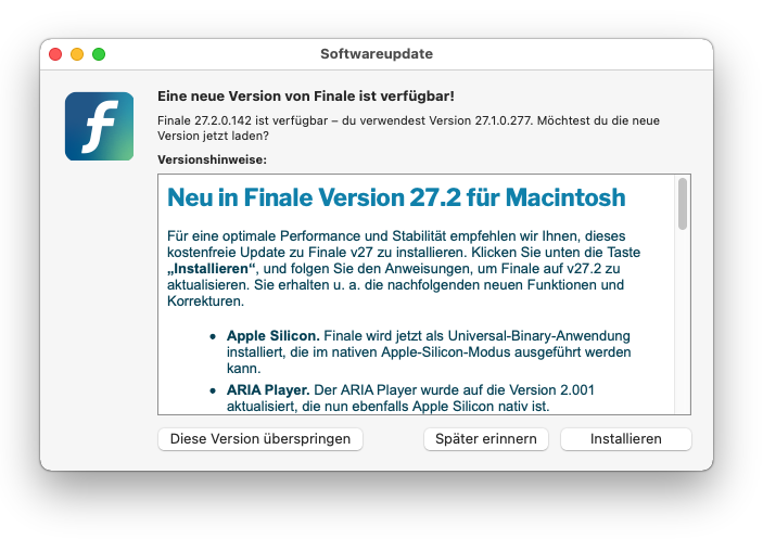 Dialogbox Softwareupdate