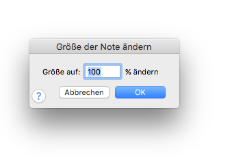 Dialogbox Größe der Note ändern