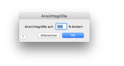 Dialogbox Ansichtsgröße