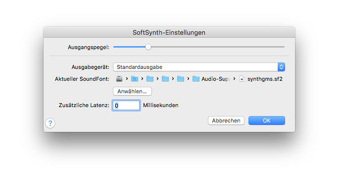 Dialogbox SoftSynth-Einstellungen