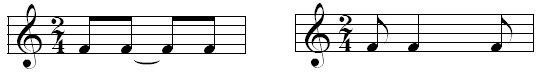 Beispiel gebundene und geraffte Synkopen