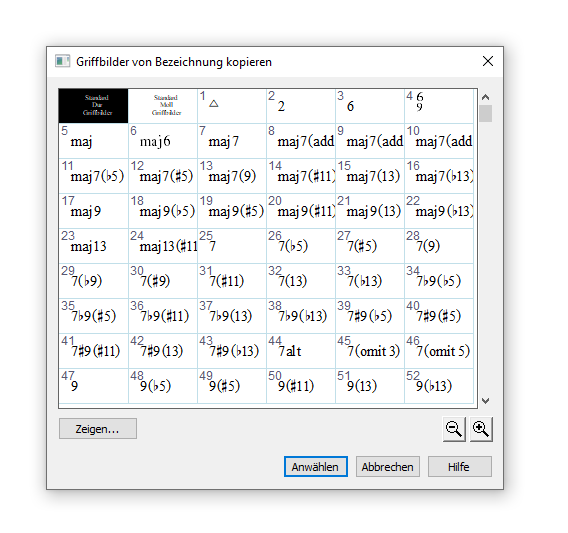 Dialogbox Griffbilder von Bezeichnung kopieren