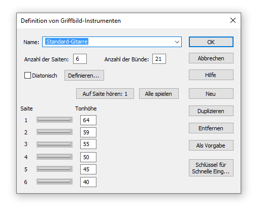 Dialogbox Definition von Griffbild-Instrumenten