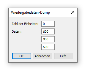 Dialogbox Wiedergabedaten-Dump