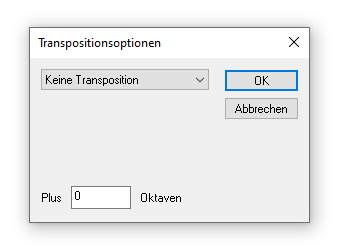 Dialogbox Transpositionsoptionen